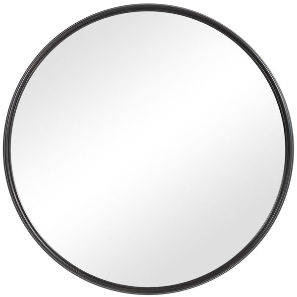 Belham Aged Black Round Mirror, image 2