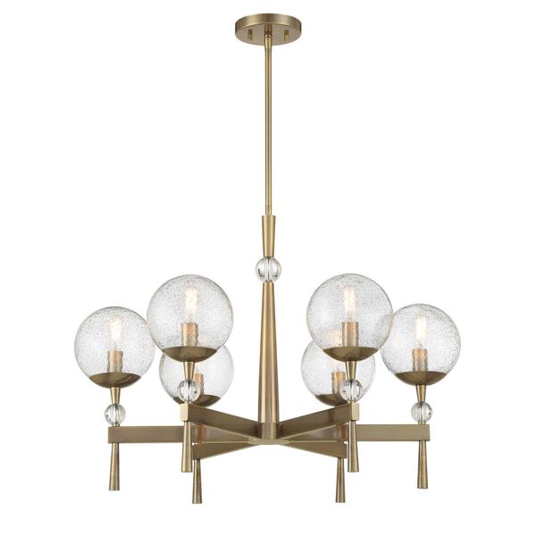 Populuxe Oxidized Aged Brass Six-Light Chandelier, image 1