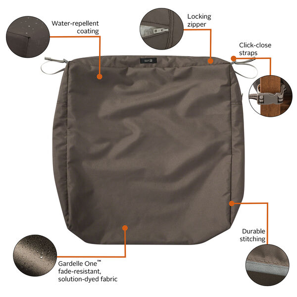 Maple Dark Taupe 25 In. x 25 In. Square Patio Seat Cushion Slip Cover, image 2
