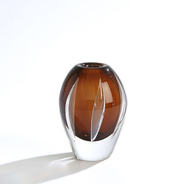 Tobacco Small Polish Art Glass Split Vase, image 1