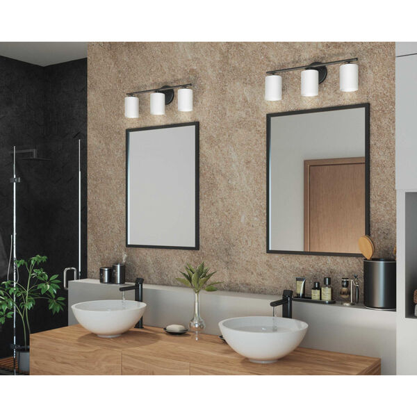 P2159-31: Replay Black Three-Light Bath Vanity with Etched Glass, image 2