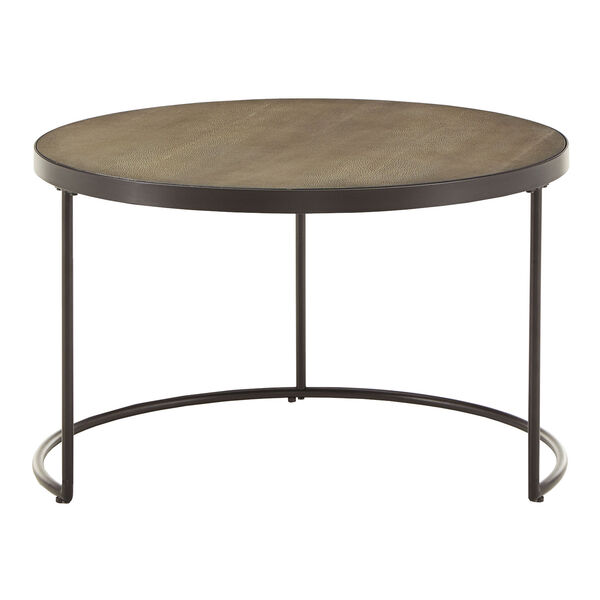 Dublin Black Round Nesting Coffee Table with Faux Stingray Top, image 3