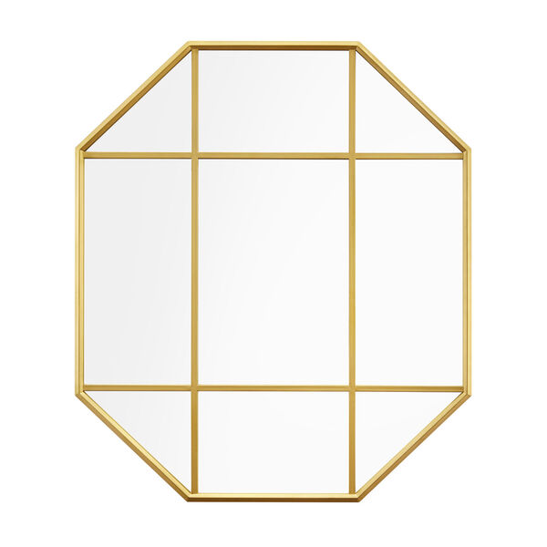 Gold Metal and Glass Windowpane Mirror, image 5