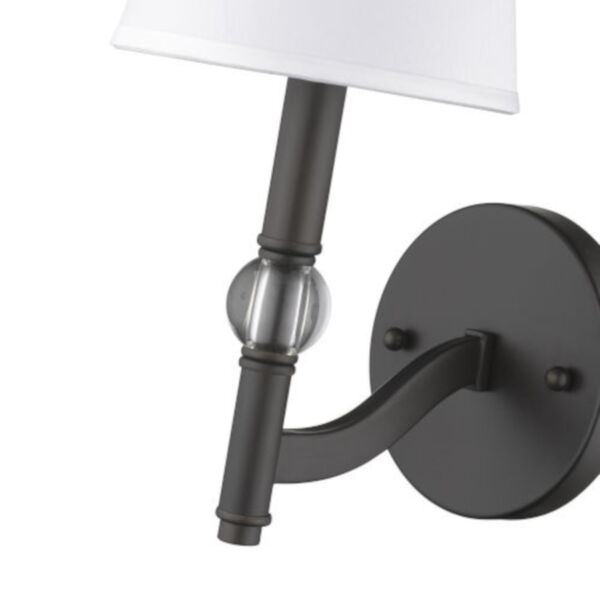 Lyndale Bronze One-Light Wall Sconce with Classic White Shade, image 3