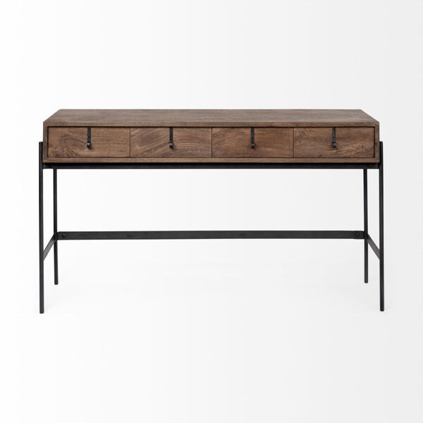 Glenn III Brown and Black Wooden Top Four-Drawer Console Table, image 2