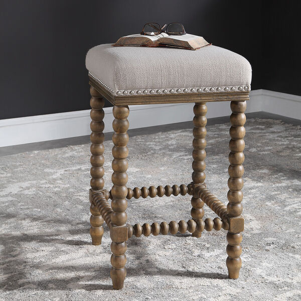 Pryce Ivory Wooden Counter Stool, image 5