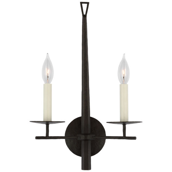 Arnav Medium Double Sconce in Aged Iron by Ian K. Fowler, image 1