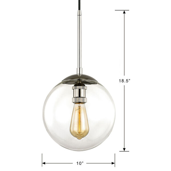 Nicollet Polished Nickel 10-Inch One-Light Mini Pendant with Clear Glass Globe, image 2