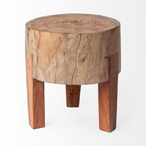 Asco Brown 15-Inch Solid Reclaimed Wood Stool, image 2