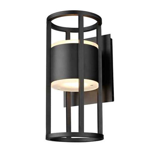 Luca Black Two-Light LED Outdoor Wall Sconce with Etched Glass Shade, image 5