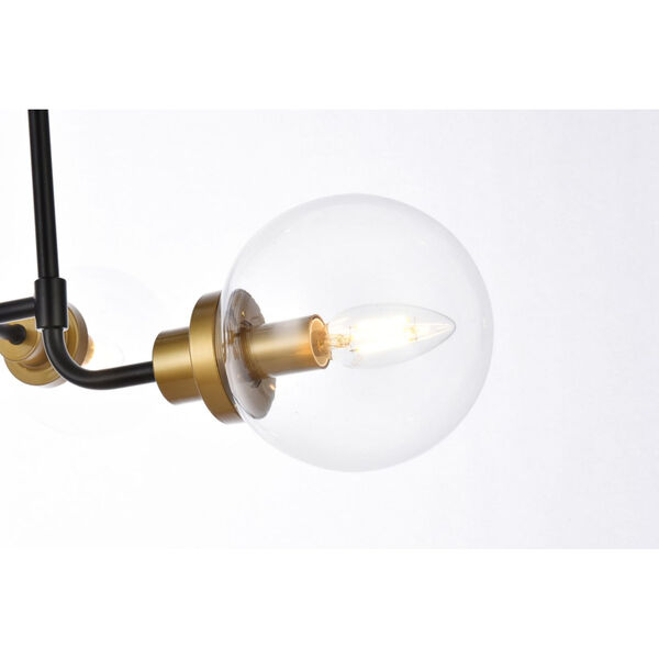 Hanson Black and Brass and Clear Shade Eight-Light Pendant, image 5