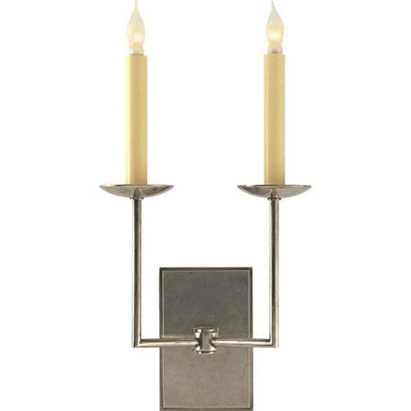Right Angle Double Sconce in Antique Nickel by Chapman and Myers, image 1