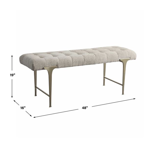 Imperial Light Gray and Satin Champagne Upholstered Bench, image 4