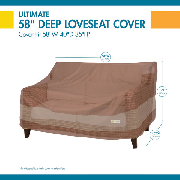 Ultimate Mocha Cappuccino 58-Inch Deep Loveseat Cover, image 2