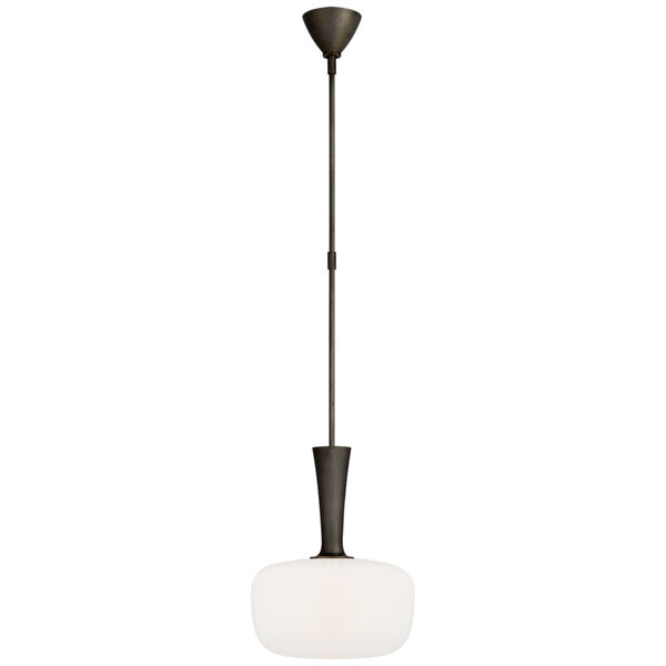 Sesia Small Oval Pendant in Bronze with White Glass by AERIN, image 1