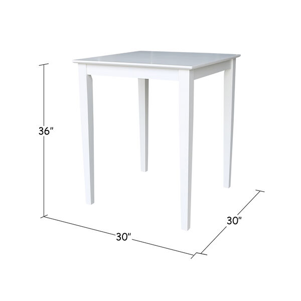 Solid Wood 30 inch Square Counter Height Dining Table  in White, image 3