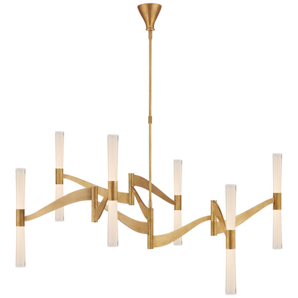 Brenta Grande Chandelier in Hand-Rubbed Antique Brass with White Glass by AERIN, image 1