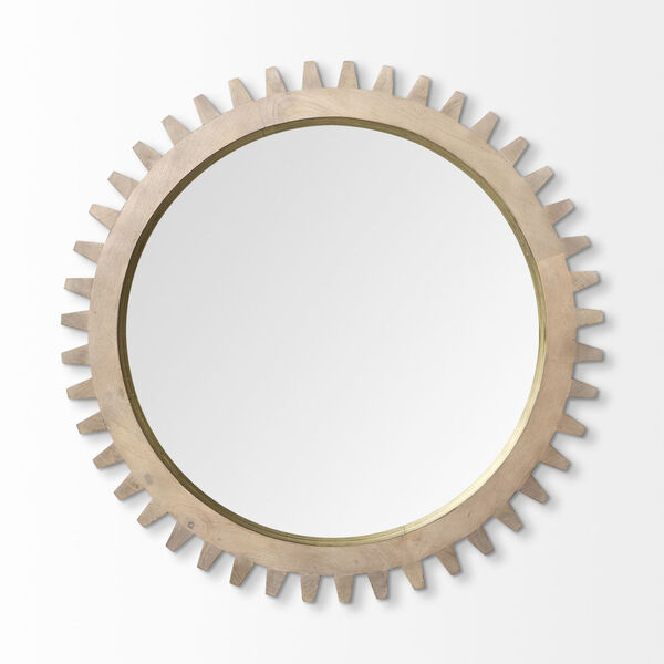Revolve Brown and Brass 35-Inch Round Wall Mirror, image 2