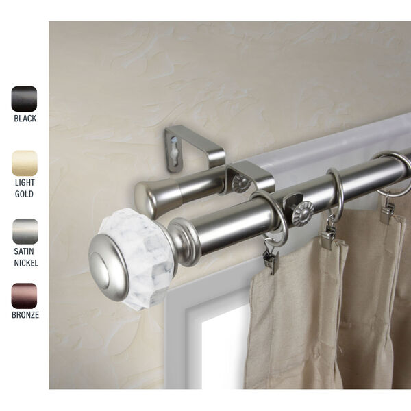 Linden Satin Nickel 160-240 Inch Double Curtain Rod, image 2