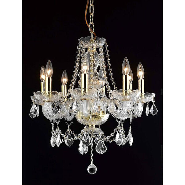 Princeton Gold Eight-Light 20-Inch Chandelier with Royal Cut Clear Crystal, image 1