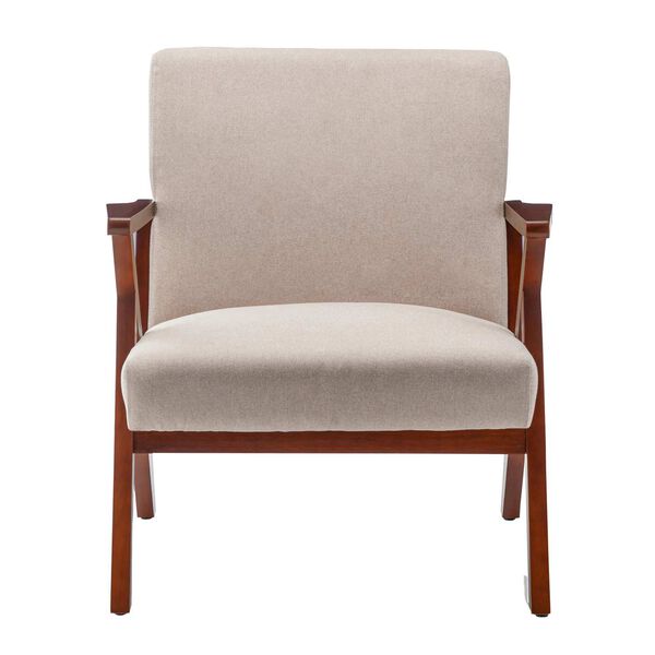 Take A Seat Sandy Beige Fabric Espresso Cliff Accent Chair, image 3