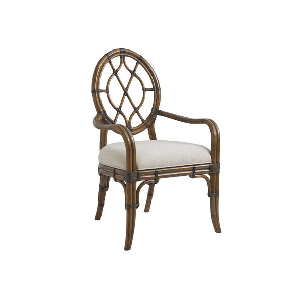 Bali Hai Brown and Ivory Cedar Key Oval Back Arm Chair, image 1