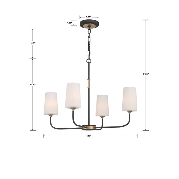 Niles Black Forged and Modern Gold Four-Light 29-Inch Chandelier, image 3