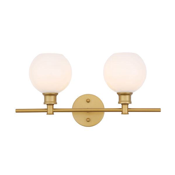 Collier Brass Two-Light Bath Vanity with Frosted White Glass, image 1