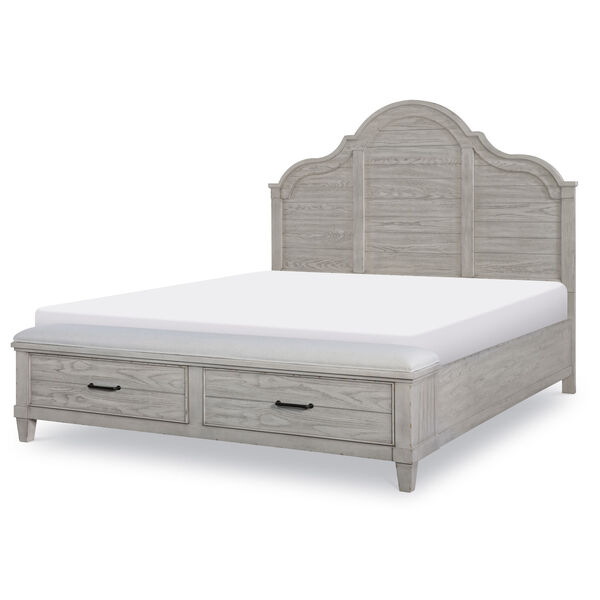 Belhaven Weathered Plank Panel Bed with Storage Footboard, image 1