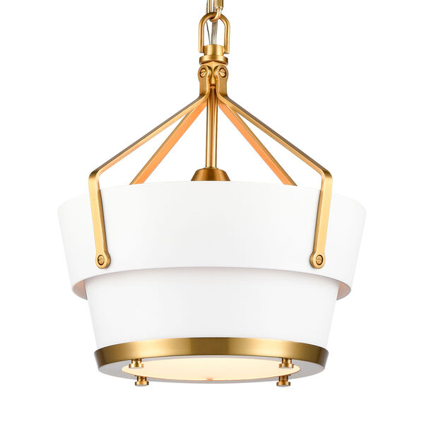 Marin Matte White and Satin Brass 11-Inch One-Light Pendant, image 4
