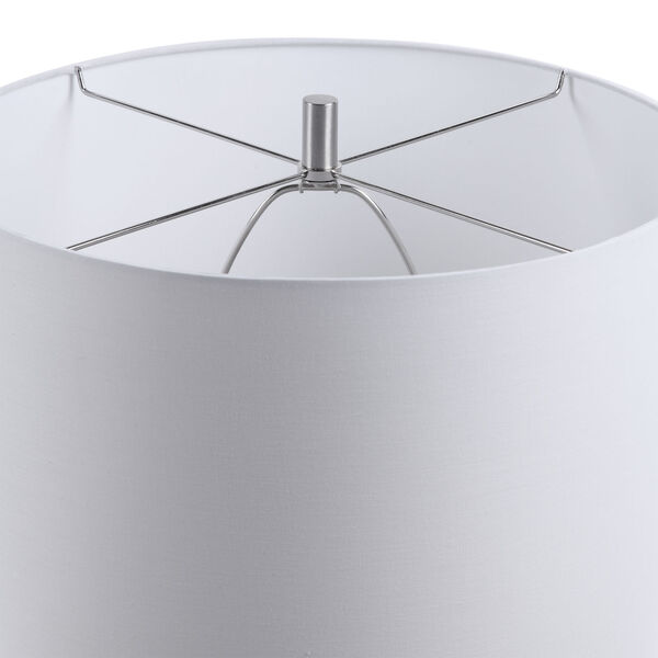 Granger Aged White Glaze One-Light Striped Table Lamp with Round Drum Hardback Shade, image 5