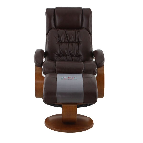Selby Walnut Whisky Air Leather Manual Recliner with Ottoman, image 4