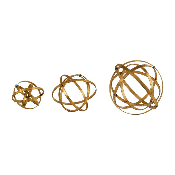 Stetson Antique Gold Spheres, Set of Three, image 1