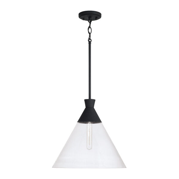 Paloma Textured Black One-Light Pendant with Clear Glass, image 1