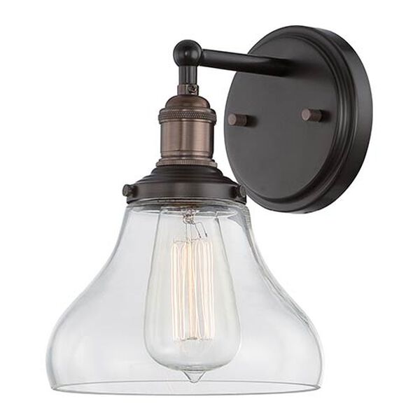 Nuvo Lighting Vintage Rustic Bronze One-Light 7-Inch Wide Wall Sconce with Bell  Shaped Clear Glass 60/5513 | Bellacor