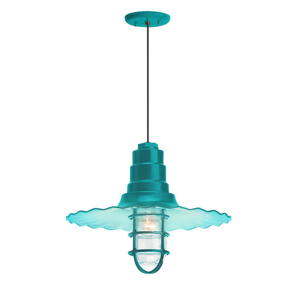 Radial Wave Tahitian Teal One-Light 16-Inch Outdoor Pendant, image 1