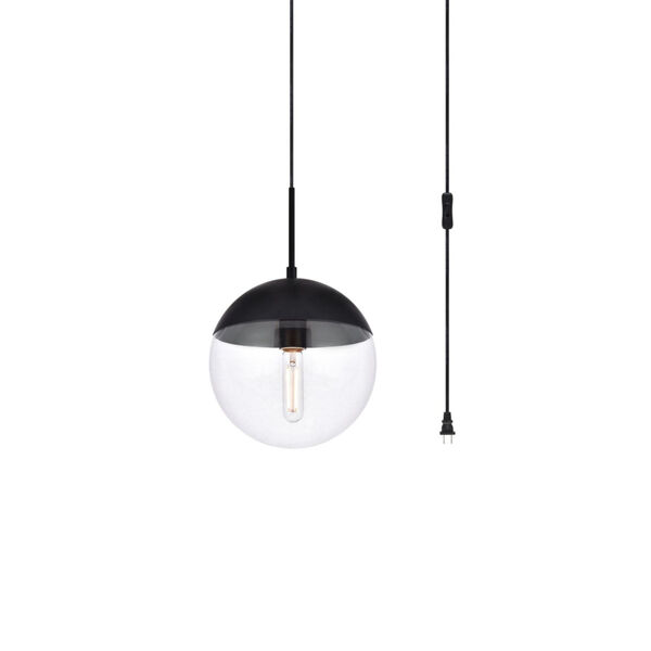 Eclipse Black and Clear 10-Inch One-Light Plug-In Pendant, image 3