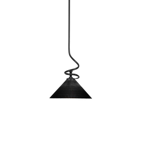 Capri Matte Black One-Light Pendant with Black Matrix Glass, image 1
