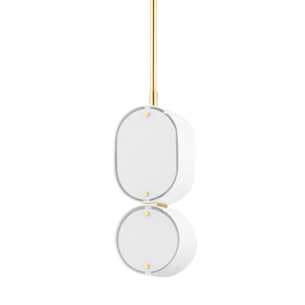 Opal Soft White and Vintage Brass Two-Light Mini Pendant, image 1