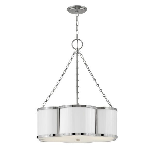 Chance Polished Nickel Three-Light Pendant With Etched Lens Glass, image 1