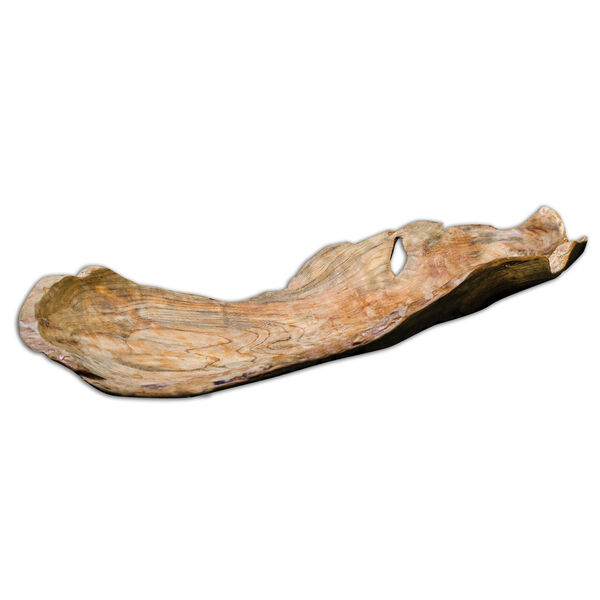 Teak Natural Wood Leaf Bowl, image 1