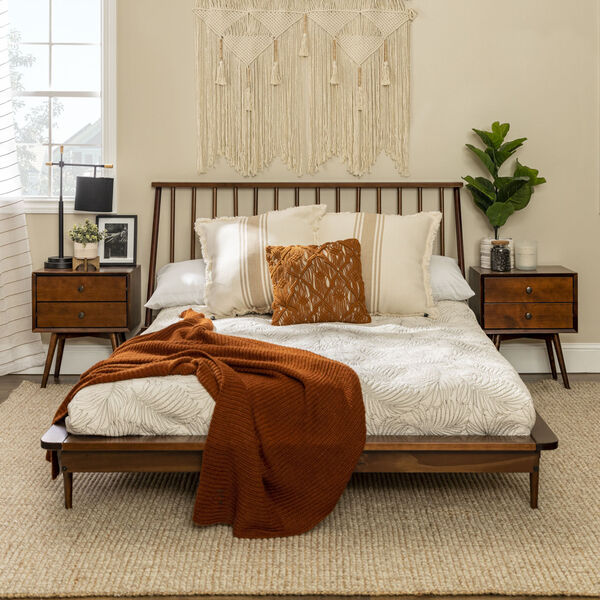 Queen Walnut Spindle Bed, image 4
