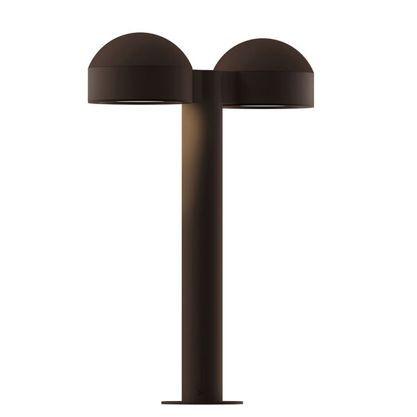 Inside-Out REALS Textured Bronze 16-Inch LED Double Bollard with Plate Lens and Dome Cap with Frosted White Lens, image 1