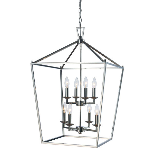 Lacey Polished Chrome 19-Inch Eight-Light Pendant, image 1