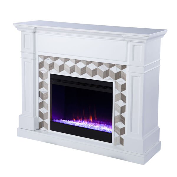 Darvingmore White Color Changing Fireplace with Marble Surround, image 5