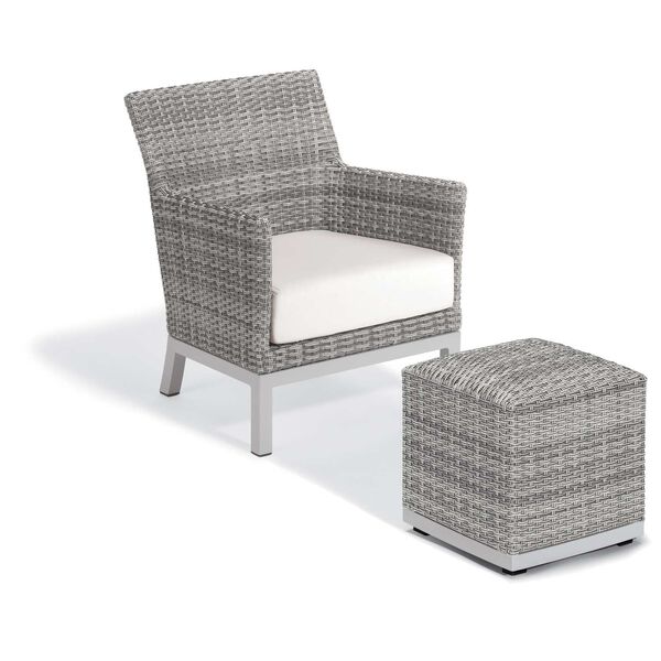 Argento Eggshell White Outdoor Club Chair and Pouf, image 1