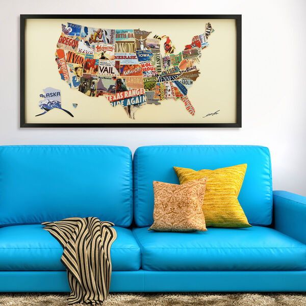 Black Framed Across America Dimensional Collage Graphic Glass Wall Art, image 4