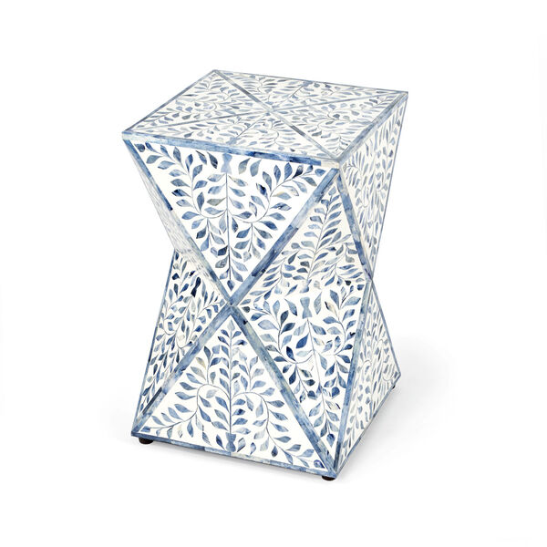 Anais Sky Blue and White Bone Inlay End Table, image 1