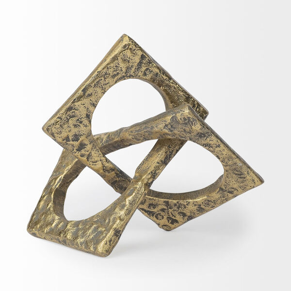 Delaunay I Gold Hammered Metal Interlinked Decorative Object, image 5