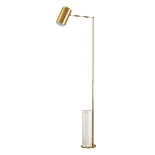 Dien Honey Brass and White Marble One-Light Adjustable Floor Lamp, image 6